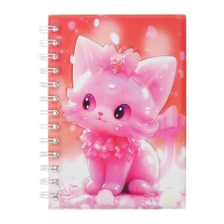Notebook Gift Book on the comb 80l, line, color block, PVC Cat cover 3D (17.6x13.5cm) 105