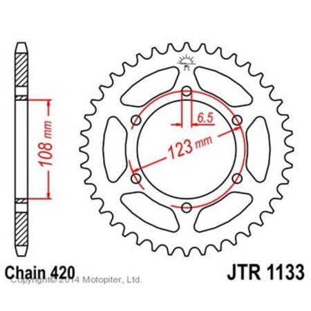Vedica star JT SPROCKETS 1133.53, chain 420, 53 teeth