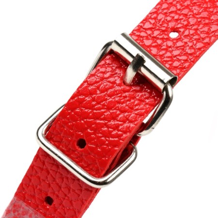 Gag BDSM Oka-hips, classic, adjustable belt, PU, ​​ABS, 500 x 45 mm, red-1