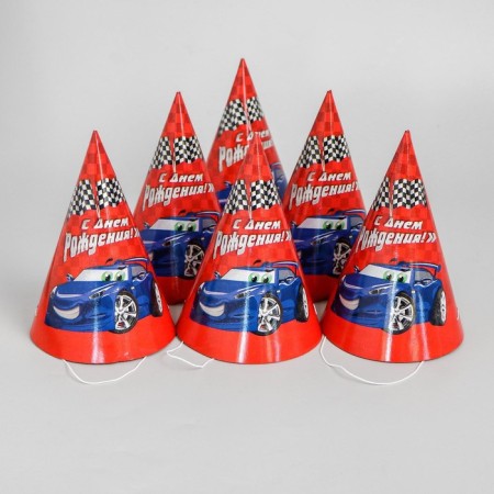 Paper cap “Happy Birthday!”, Call, set 6 pcs., 16 cm-3