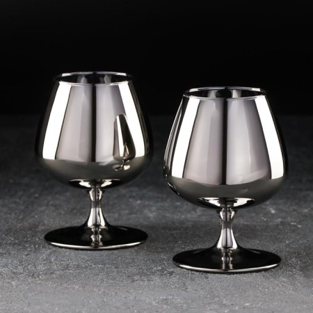 A set of glass glasses for cognac "Shining graphite", 400 ml, 2 pcs