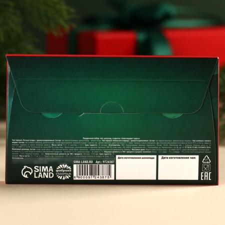 Gift set “Winter will give miracles”: tea assorted 5.4 g (3 pcs. X 1.8 g)., Dairy chocolate 25 g (5 pcs. X 5 g)., Card-6