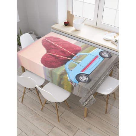 The tablecloth “Heart by car”, rectangular, Saten, size 145x180 cm