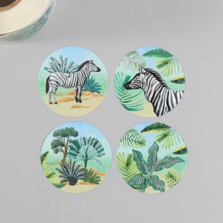 Sticker Paper "Zebra" embossing silver d = 3.8 cm 252 pcs in the roll-4