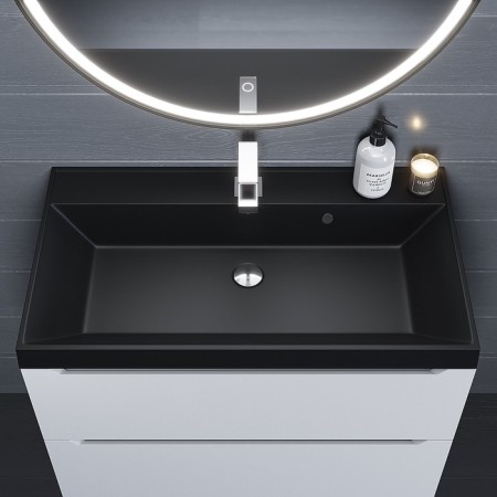 Sink uperwood Classic Quartz 80 cm, quartz, black matte, coal-2