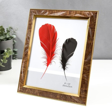 Photo frame plastic 20x25 cm "Chocolate leaves, golden double frame" 29.7x25 cm-1