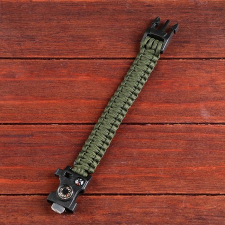 Bracelet paracord is dark green for survival, with a compass 24*2 cm, 3 m-1