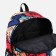 School backpack from textiles on a zipper, 3 pockets, red/blue color
