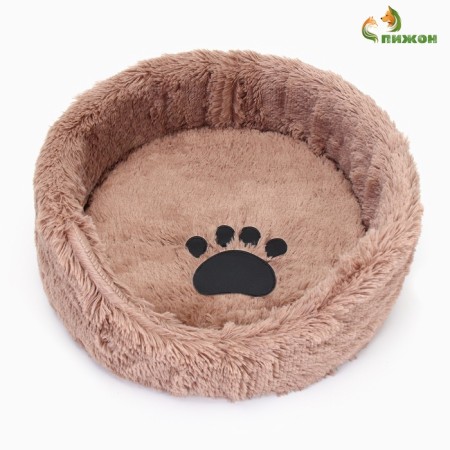 Lynchik for animals, with a pillow, fur, satin, periodotex, 40 x 40 x 16 cm, brown