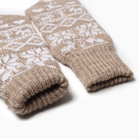 Women's mittens, beige color, size 18-2