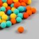 Pompons, 10 mm, 100 pcs/pack, 100% polyester, 5 colors in the assortment of 20 pcs
