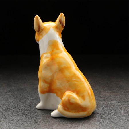 Porcelain figurine "Bulterier", red-white, 9x5 cm-2