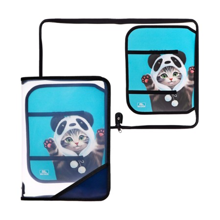 Labor folder A4, 325 x 230 x 25 mm, lightning around, folding bar, plastic, PTR-1, calligrata "cat panda"-2