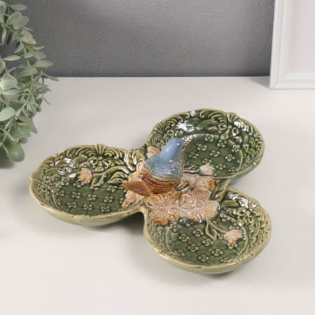 Souvenir ceramics stand "Bird in flowers. Patterns" 26x26x8.5 cm-2