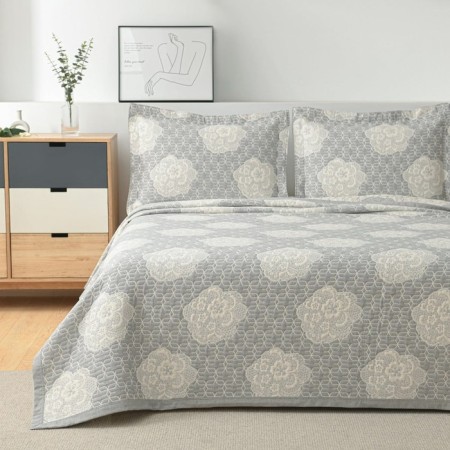 Bedspread, size 250x260 cm, gray color
