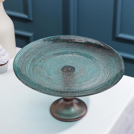 Serving dish for inspiration, d = 28 cm, on the leg, emerald color-1