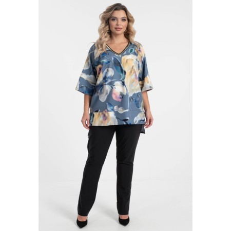 Female blouse, size 52, gray, beige color-6