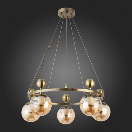 Suspended EVOLUCE lamp. Sle106303-05. Pechio. 5x60 watts, E27, 62x62x22 cm, bronze color-4