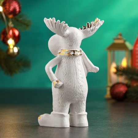 Figure "Elk with a star" 16x6x9cm, white with gilding-2