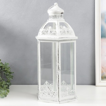 Summary metal, glass "Lantern-openwork tower" Nr 3 pcs D-8, 13, 16 cm white 48x23 cm-2