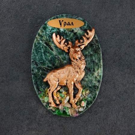 Magnet "Deer. Ural", 10x7 cm, coil, gypsum