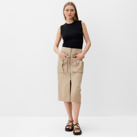 Women's skirt with Minaku: Safari Beige Color, Rr. 46-1