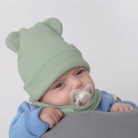 Kinderlitto Piccolino Kinderlitto kit, 2 items: hat, snood, age 3-6 months, wormwood color-2