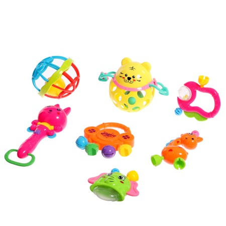 A set of rattles with teething, 7 pieces in a set, in a container-1