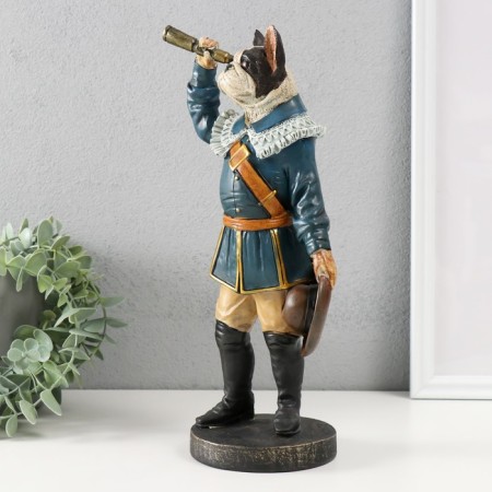 Polystone souvenir "English cartoon Buldog with telescope pipe" 17x11.5x31.5 cm-3