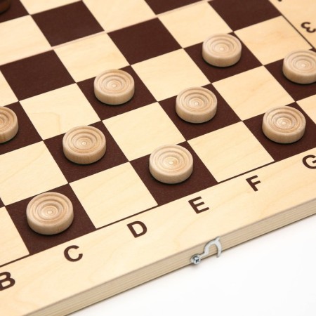 Wooden checkers "Big", board 43x 43 cm, with glue, D checkers 2.8 cm-2