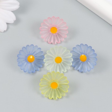 Button plastic for creativity "Chamomile" mix 2.5x2.5x1.6 cm