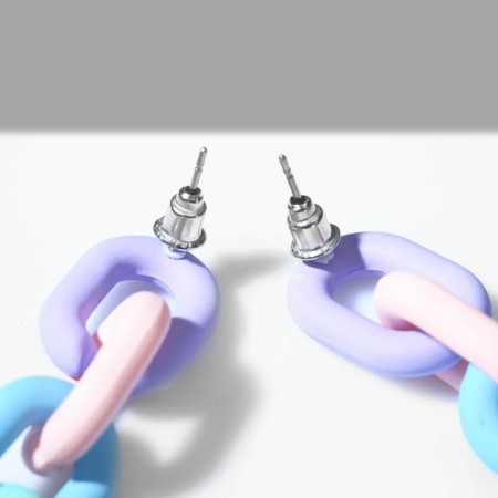Earrings Plastic "Chain" 7 links, colored matte-1