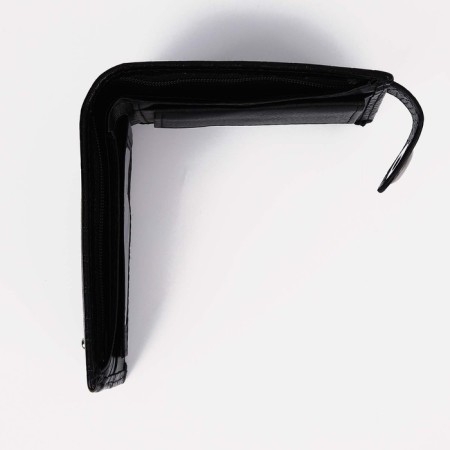 Male purse for magnet, department for bills, for maps, for coins, black color-2