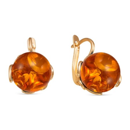 Earrings ball "Amber", pink gilding