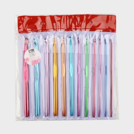 A set of hooks for knitting, d = 2-8 mm, 14.5 cm, 12 pcs, color colorful color-9