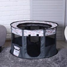 An animal aviary, a tent with a pattern, round, 70 x 40 cm, gray