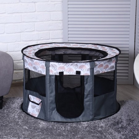 An animal aviary, a tent with a pattern, round, 70 x 40 cm, gray