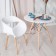 Cindy Next table (Mod, 70-80 MDF) Metal/MDF/Beech, White/Natural D80x75cm
