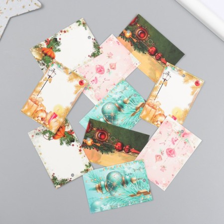 Cardboard "New Year" set 10 pcs (5 types) 4x6 cm-1