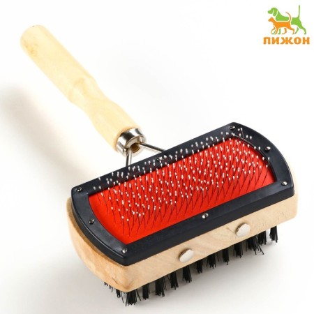 Bilateral Brush-Brush with a wooden handle, 10 x 17 cm
