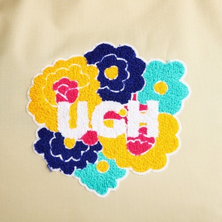 Textile choper with ugh embroidery, 40x35 cm, beige color-6