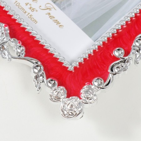 Photo frame plastic for metal 10x15 cm "Garden roses" red with silver 13.3x18 cm-2