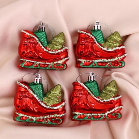 Christmas tree decoration "Sani with a Christmas tree" 6.5x5 cm (set 4 pcs)