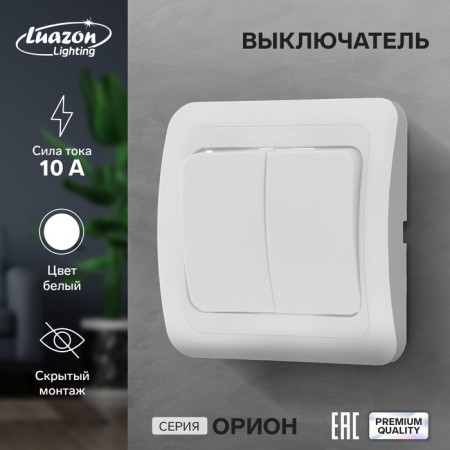 Luazon Lighting "Orion" switch, 10 A, 2 keys, hidden, white