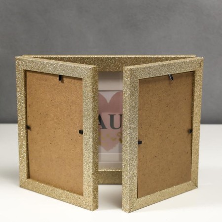 Photo frame plastic in 3 photos 10x15, 15x20 cm "sparkles" gold 18x50 cm-2