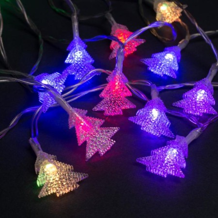 Garland "thread" 3 m with nozzles "Christmas tree", ip20, transparent thread, 20 LED, glow of multi, AAH3