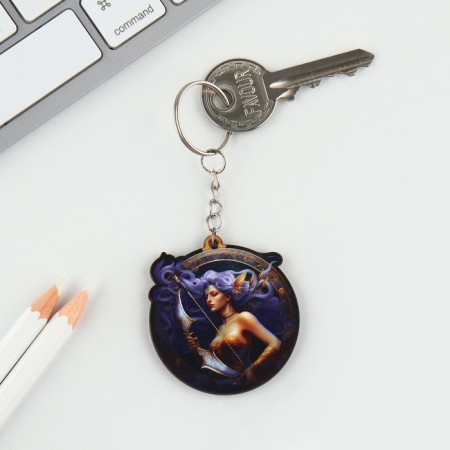 Key keychain wooden "Sagittarius", space, 4.5 x 6 cm-1