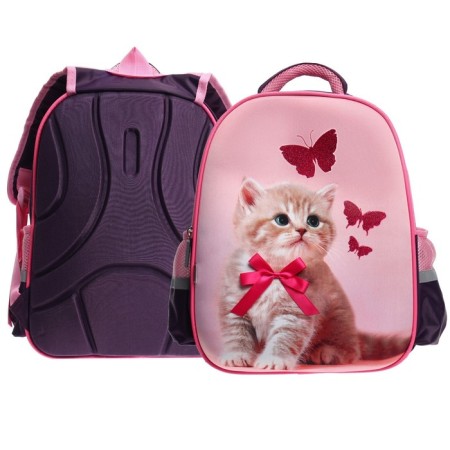 Frame backpack Calligrata, 39x30x14 cm, "cat with a bow", for a girl-5