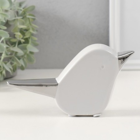 Souvenir Ceramics "Bird" White with silver 15.5x3.3x9 cm-3