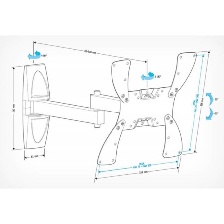 Holder LCDS-5046 bracket for TV, up to 30 kg, 22-42 ", wall, turn and slope, white-1